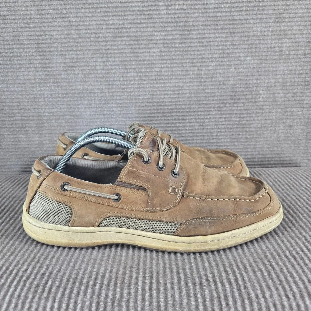 Dockers Mens 11.5W Brown Leather Mesh Moc Toe‎ Boat Shoes 90-38613